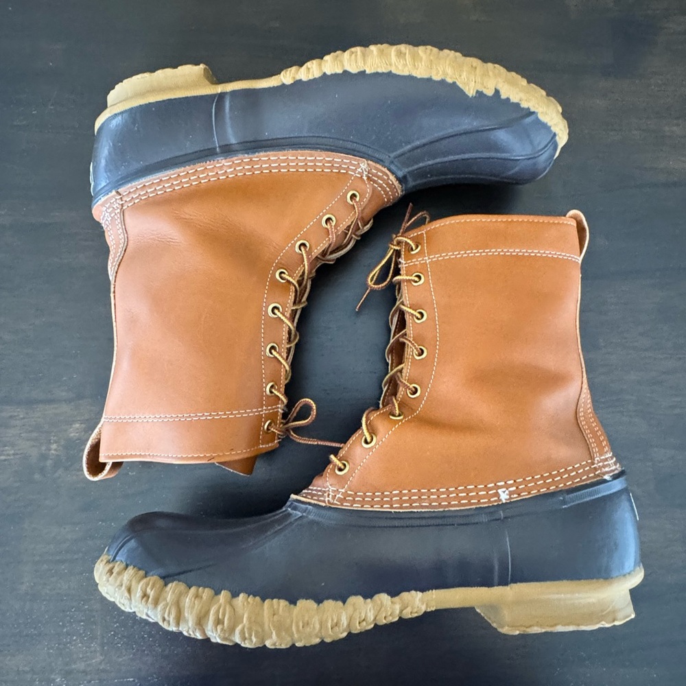 L.L. Bean Men's Two-Tone Brown and Tan Hunting Duck Boots - Picture 3 of 8